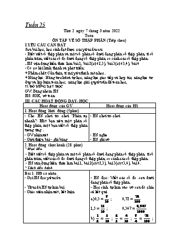 Kế hoạch bài dạy Khối 5 - Tuần 25 - Năm học 2021-2022 - Nguyễn Minh Thúy