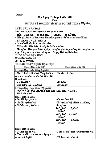 Kế hoạch bài dạy Khối 5 - Tuần 26 - Năm học 2021-2022 - Nguyễn Minh Thúy