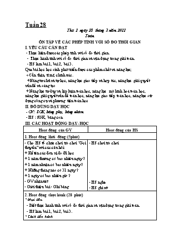 Kế hoạch bài dạy Khối 5 - Tuần 28 - Năm học 2021-2022 - Nguyễn Minh Thúy Kế hoạch bài dạy Khối 5 - Tuần 28 - Năm học 2021-2022 - Nguyễn Minh Thúy
