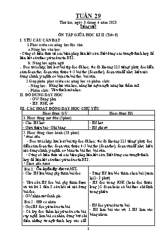 Kế hoạch bài dạy Khối 5 - Tuần 29 - Năm học 2022-2023 - Đặng Thị Quỳnh Nga