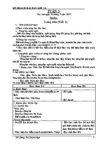 Kế hoạch bài dạy Khối 5 - Tuần 3 - Năm học 2022-2023 - Đặng Thị Quỳnh Nga