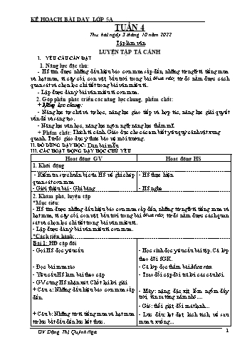 Kế hoạch bài dạy Khối 5 - Tuần 4 - Năm học 2022-2023 - Đặng Thị Quỳnh Nga