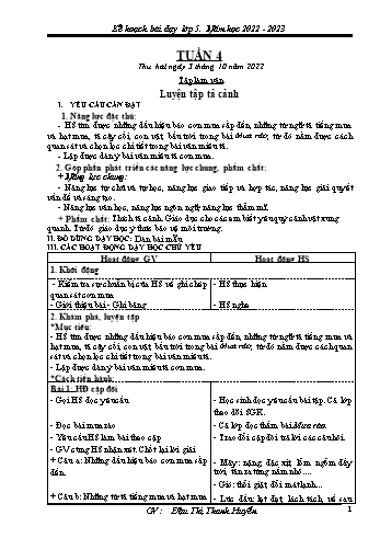Kế hoạch bài dạy Khối 5 - Tuần 4 - Năm học 2022-2023 - Đậu Thị Thanh Huyền