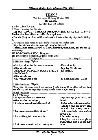 Kế hoạch bài dạy Khối 5 - Tuần 5 - Năm học 2022-2023 - Đậu Thị Thanh Huyền
