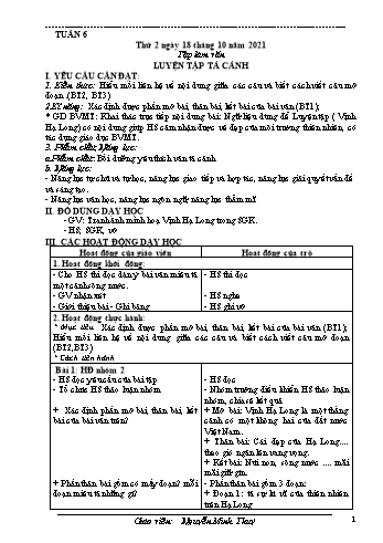 Kế hoạch bài dạy Khối 5 - Tuần 6 - Năm học 2021-2022 - Nguyễn Minh Thúy