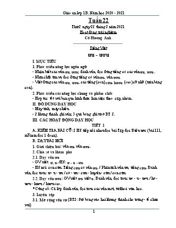 Kế hoạch bài dạy Lớp 1 - Tuần 22 - Năm học 2020-2021 - Trần Thị Thúy Thành