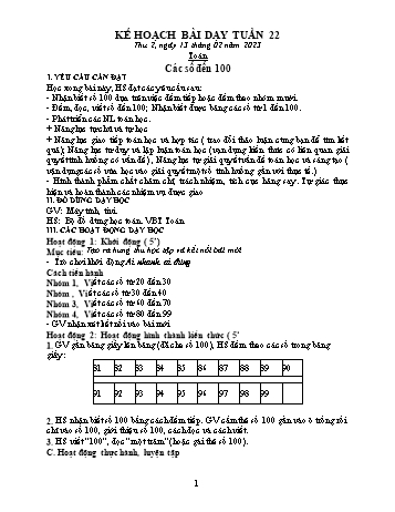 Kế hoạch bài dạy Lớp 1 - Tuần 22 - Năm học 2022-2023 - Trần Thị Thanh Hoa