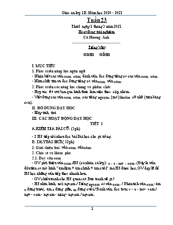 Kế hoạch bài dạy Lớp 1 - Tuần 23 - Năm học 2020-2021 - Trần Thị Thúy Thành