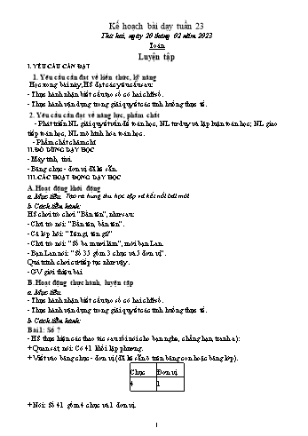 Kế hoạch bài dạy Lớp 1 - Tuần 23 - Năm học 2022-2023 - Trần Thị Thanh Hoa