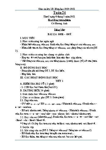 Kế hoạch bài dạy Lớp 1 - Tuần 24 - Năm học 2020-2021 - Trần Thị Thúy Thành