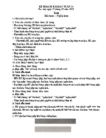 Kế hoạch bài dạy Lớp 1 - Tuần 24 - Năm học 2022-2023 - Trần Thị Thanh Hoa