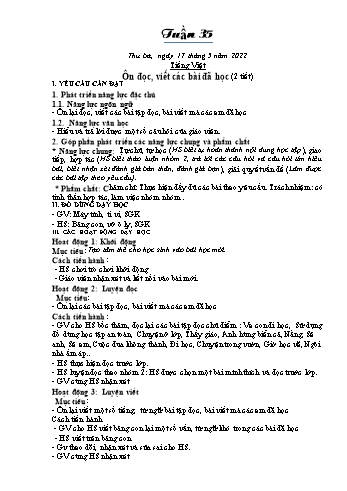Kế hoạch bài dạy Lớp 1 - Tuần 35 - Năm học 2021-2022 - Trần Thị Minh Huế