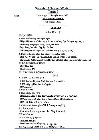 Kế hoạch bài dạy Lớp 1 - Tuần 7 - Năm học 2020-2021 - Trần Thị Thúy Thành