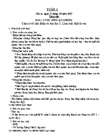 Kế hoạch bài dạy Lớp 2 - Tuần 1 - Năm học 2021-2022 - Trần Thị Hằng