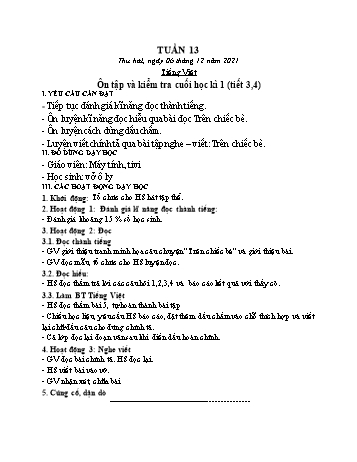 Kế hoạch bài dạy Lớp 2 - Tuần 13 - Năm học 2021-2022 - Trần Thị Hằng
