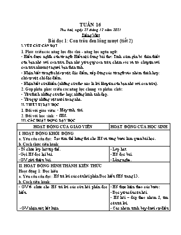 Kế hoạch bài dạy Lớp 2 - Tuần 16 - Năm học 2021-2022 - Trần Thị Hằng