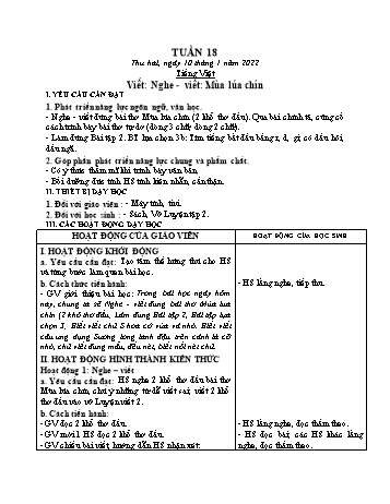 Kế hoạch bài dạy Lớp 2 - Tuần 18 - Năm học 2021-2022 - Trần Thị Hằng