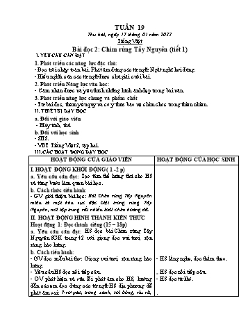 Kế hoạch bài dạy Lớp 2 - Tuần 19 - Năm học 2021-2022 - Trần Thị Hằng