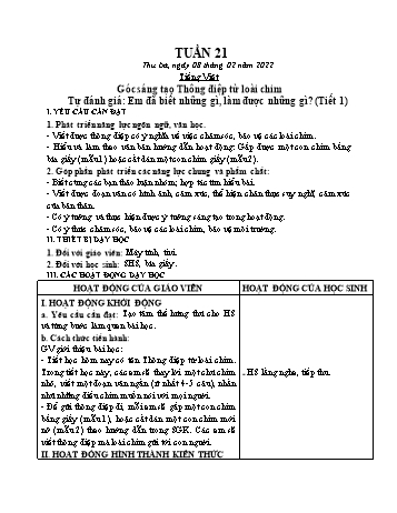 Kế hoạch bài dạy Lớp 2 - Tuần 21 - Năm học 2021-2022 - Trần Thị Hằng