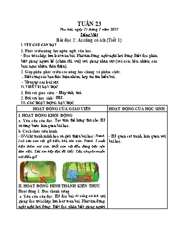 Kế hoạch bài dạy Lớp 2 - Tuần 23 - Năm học 2021-2022 - Trần Thị Hằng