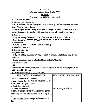 Kế hoạch bài dạy Lớp 2 - Tuần 26 - Năm học 2021-2022 - Trần Thị Hằng