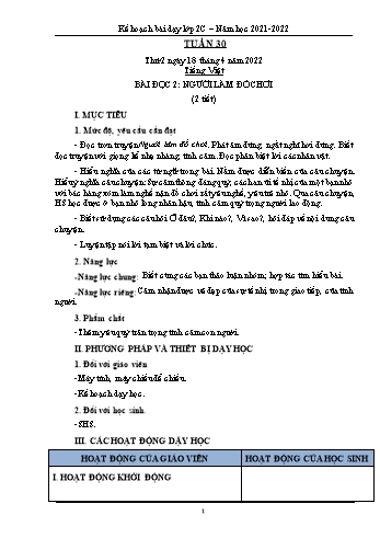 Kế hoạch bài dạy Lớp 2 - Tuần 30 - Năm học 2021-2022 - Trần Thị Thúy Thành