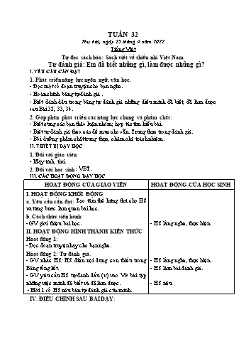 Kế hoạch bài dạy Lớp 2 - Tuần 32 - Năm học 2021-2022 - Trần Thị Hằng