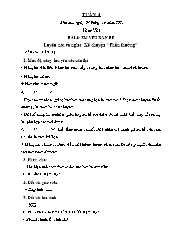 Kế hoạch bài dạy Lớp 2 - Tuần 4 - Năm học 2021-2022 - Trần Thị Hằng