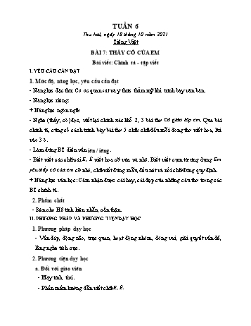 Kế hoạch bài dạy Lớp 2 - Tuần 6 - Năm học 2021-2022 - Trần Thị Hằng