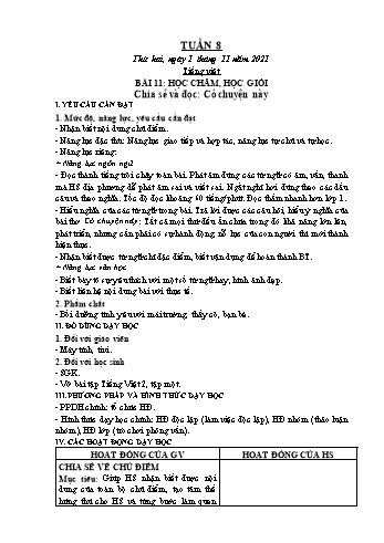 Kế hoạch bài dạy Lớp 2 - Tuần 8 - Năm học 2021-2022 - Trần Thị Hằng