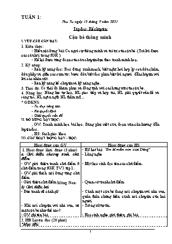 Kế hoạch bài dạy Lớp 3 - Tuần 1 - Năm học 2021-2022 - Nguyễn Thị Lệ Hằng