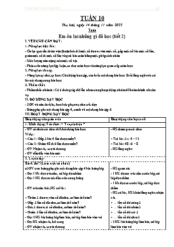 Kế hoạch bài dạy Lớp 3 - Tuần 10 - Năm học 2022-2023 - Trần Thị Hằng