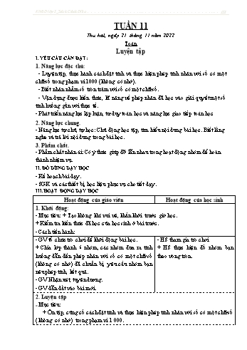 Kế hoạch bài dạy Lớp 3 - Tuần 11 - Năm học 2022-2023 - Trần Thị Hằng