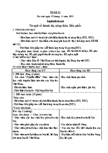 Kế hoạch bài dạy Lớp 3 - Tuần 12 - Năm học 2021-2022 - Nguyễn Thị Lệ Hằng
