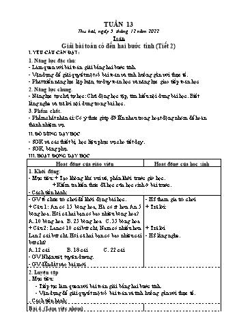 Kế hoạch bài dạy Lớp 3 - Tuần 13 - Năm học 2022-2023 - Trần Thị Hằng