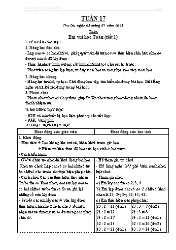 Kế hoạch bài dạy Lớp 3 - Tuần 17 - Năm học 2022-2023 - Trần Thị Hằng
