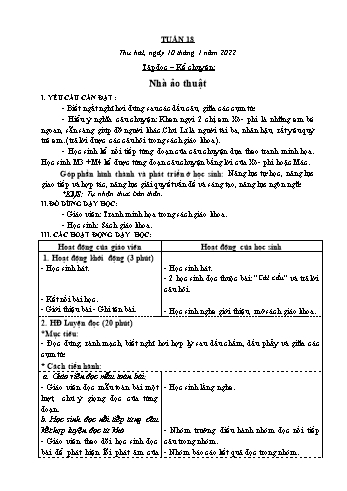 Kế hoạch bài dạy Lớp 3 - Tuần 18 - Năm học 2021-2022 - Nguyễn Thị Lệ Hằng