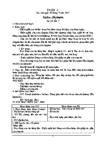 Kế hoạch bài dạy Lớp 3 - Tuần 2 - Năm học 2021-2022 - Nguyễn Thị Lệ Hằng Kế hoạch bài dạy Lớp 3 - Tuần 2 - Năm học 2021-2022 - Nguyễn Thị Lệ Hằng