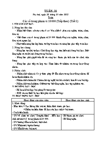 Kế hoạch bài dạy Lớp 3 - Tuần 20 - Năm học 2022-2023 - Trần Thị Hằng