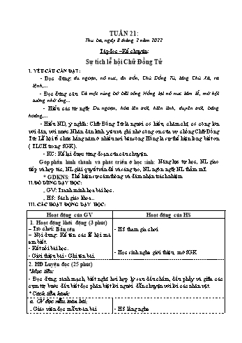 Kế hoạch bài dạy Lớp 3 - Tuần 21 - Năm học 2021-2022 - Nguyễn Thị Lệ Hằng