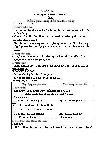 Kế hoạch bài dạy Lớp 3 - Tuần 22 - Năm học 2022-2023 - Trần Thị Hằng