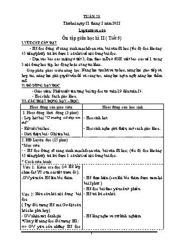 Kế hoạch bài dạy Lớp 3 - Tuần 23 - Năm học 2021-2022 - Nguyễn Thị Lệ Hằng