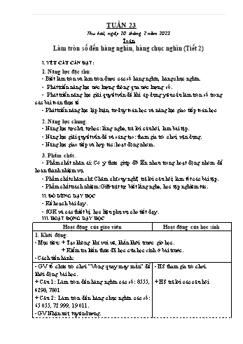 Kế hoạch bài dạy Lớp 3 - Tuần 23 - Năm học 2022-2023 - Trần Thị Hằng