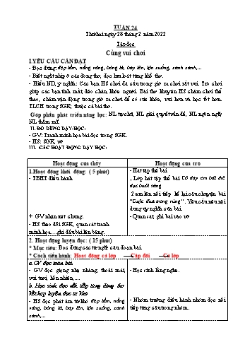 Kế hoạch bài dạy Lớp 3 - Tuần 24 - Năm học 2021-2022 - Nguyễn Thị Lệ Hằng
