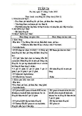 Kế hoạch bài dạy Lớp 3 - Tuần 24 - Năm học 2022-2023 - Trần Thị Hằng