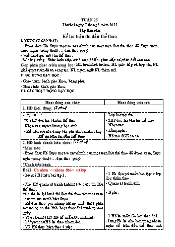 Kế hoạch bài dạy Lớp 3 - Tuần 25 - Năm học 2021-2022 - Nguyễn Thị Lệ Hằng