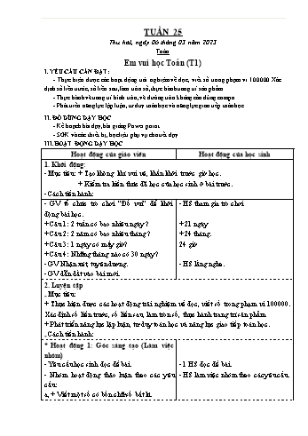 Kế hoạch bài dạy Lớp 3 - Tuần 25 - Năm học 2022-2023 - Trần Thị Hằng