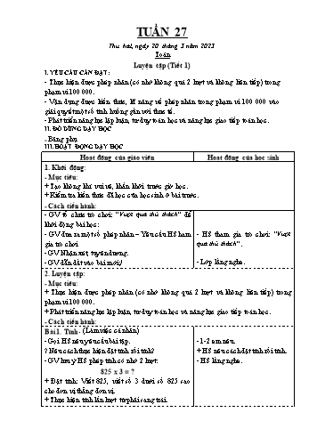 Kế hoạch bài dạy Lớp 3 - Tuần 27 - Năm học 2022-2023 - Trần Thị Hằng