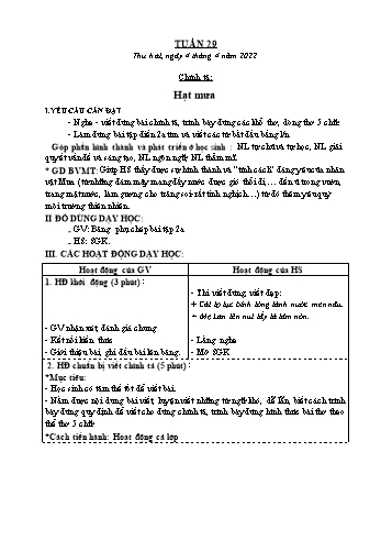 Kế hoạch bài dạy Lớp 3 - Tuần 29 - Năm học 2021-2022 - Nguyễn Thị Lệ Hằng