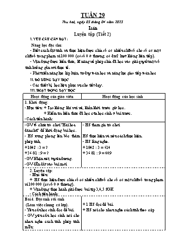 Kế hoạch bài dạy Lớp 3 - Tuần 29 - Năm học 2022-2023 - Trần Thị Hằng